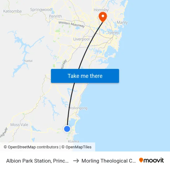Albion Park Station, Princes Hwy to Morling Theological College map
