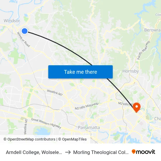 Arndell College, Wolseley Rd to Morling Theological College map