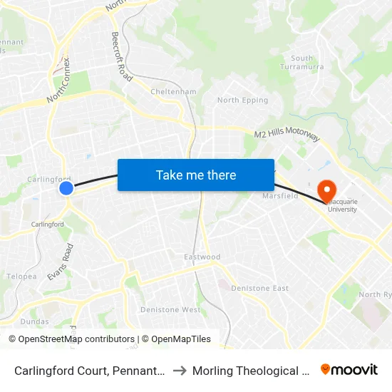 Carlingford Court, Pennant Hills Rd to Morling Theological College map