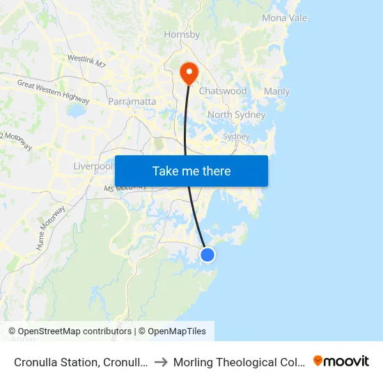 Cronulla Station, Cronulla St to Morling Theological College map