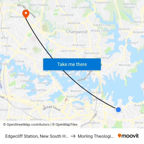 Edgecliff Station, New South Head Rd, Stand N to Morling Theological College map