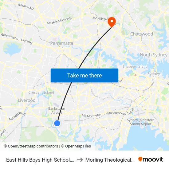 East Hills Boys High School, Lucas Rd to Morling Theological College map