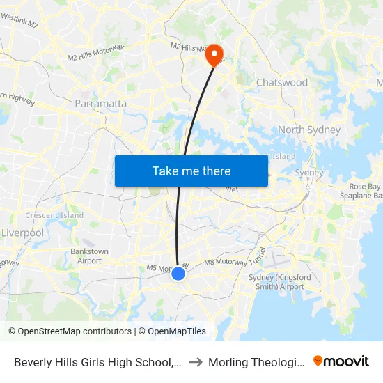 Beverly Hills Girls High School, King Georges Rd to Morling Theological College map