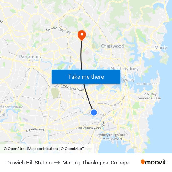Dulwich Hill Station to Morling Theological College map