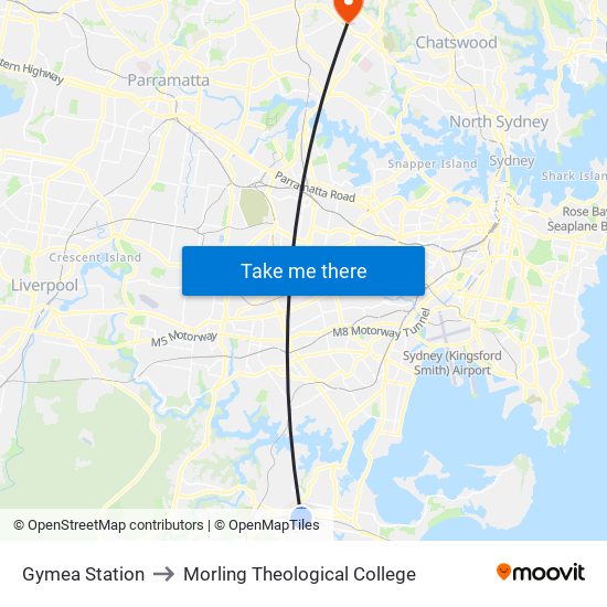 Gymea Station to Morling Theological College map