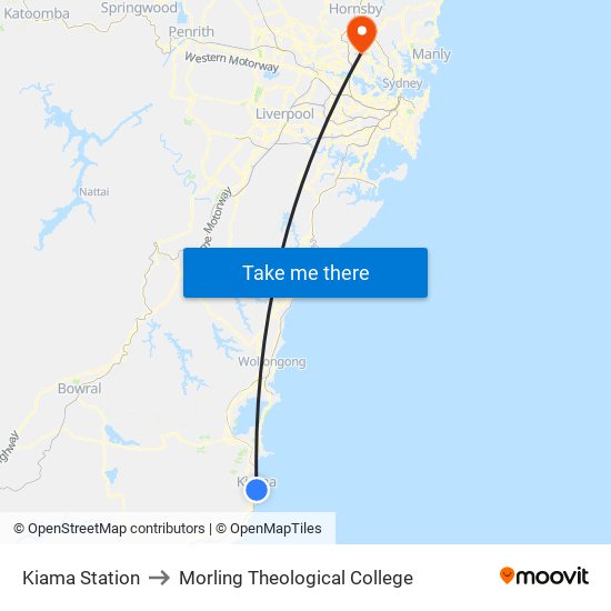 Kiama Station to Morling Theological College map