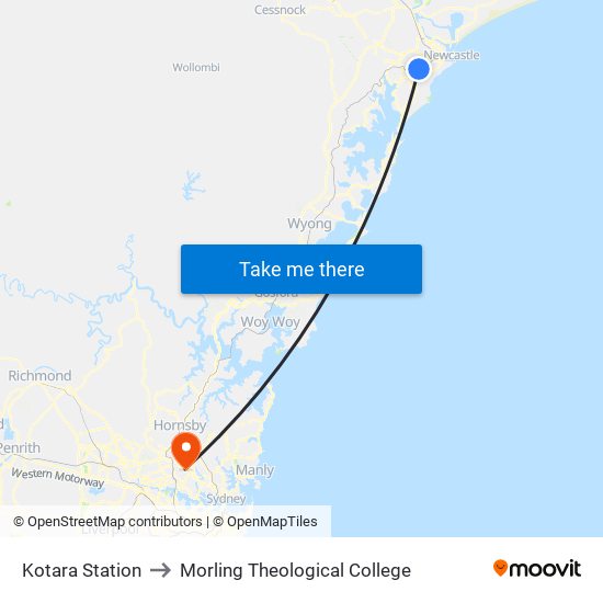 Kotara Station to Morling Theological College map