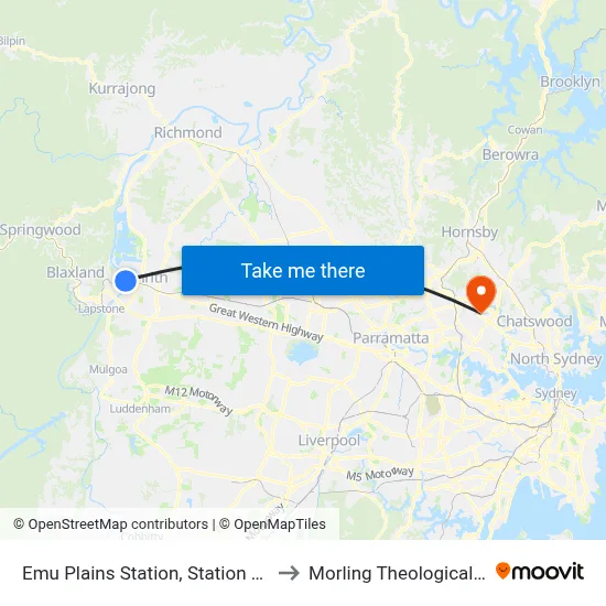 Emu Plains Station, Station St Car Park to Morling Theological College map
