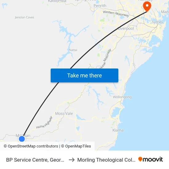BP Service Centre, George St to Morling Theological College map