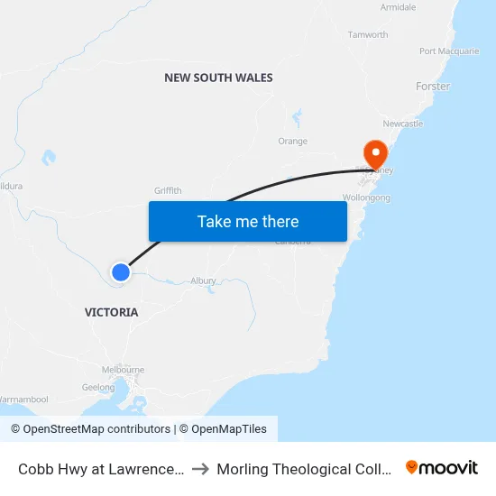 Cobb Hwy at Lawrence St to Morling Theological College map