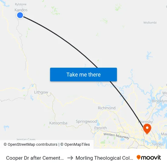Cooper Dr after Cement Ave to Morling Theological College map
