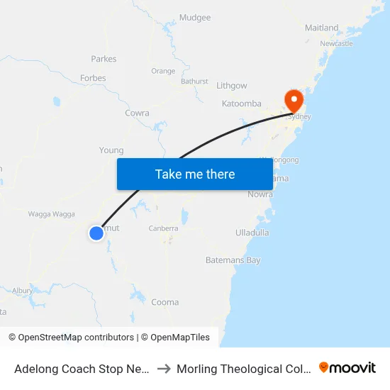 Adelong Coach Stop Neill St to Morling Theological College map