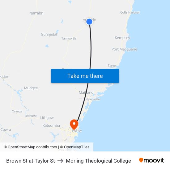 Brown St at Taylor St to Morling Theological College map