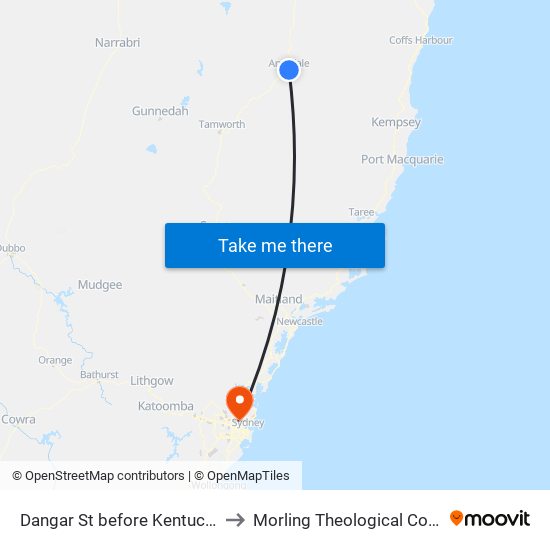 Dangar St before Kentucky St to Morling Theological College map