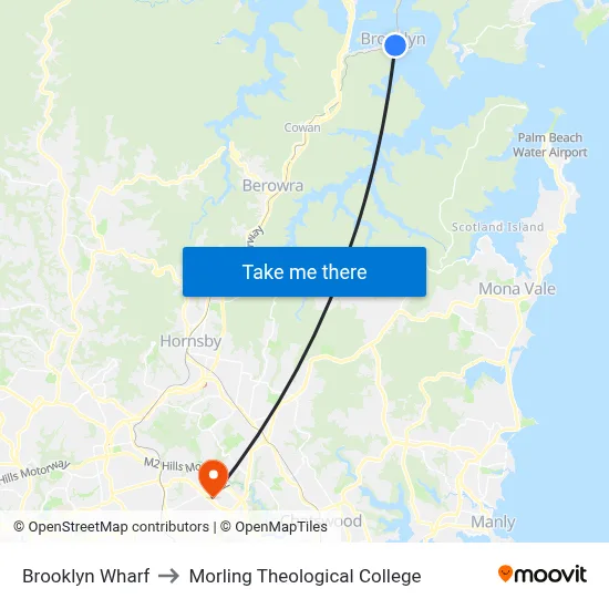 Brooklyn Wharf to Morling Theological College map
