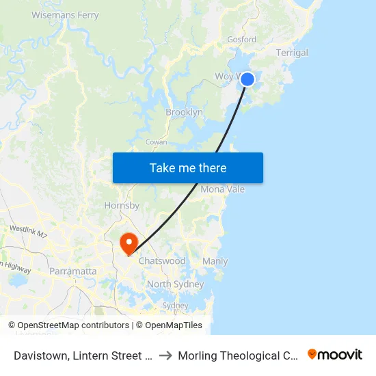 Davistown, Lintern Street Wharf to Morling Theological College map