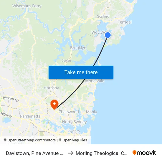 Davistown, Pine Avenue Wharf to Morling Theological College map