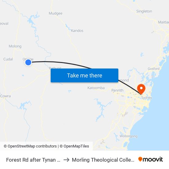 Forest Rd after Tynan St to Morling Theological College map