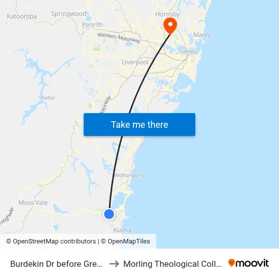 Burdekin Dr before Grey St to Morling Theological College map
