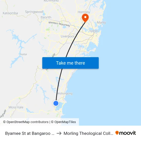 Byamee St at Bangaroo Ave to Morling Theological College map
