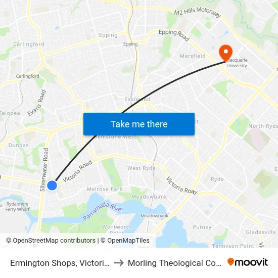 Ermington Shops, Victoria Rd to Morling Theological College map