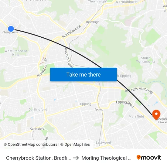 Cherrybrook Station, Bradfield Pde to Morling Theological College map