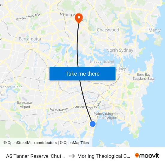 AS Tanner Reserve, Chuter Ave to Morling Theological College map