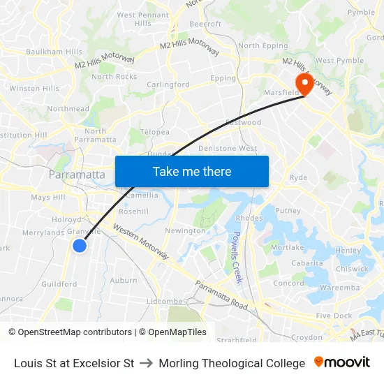 Louis St at Excelsior St to Morling Theological College map
