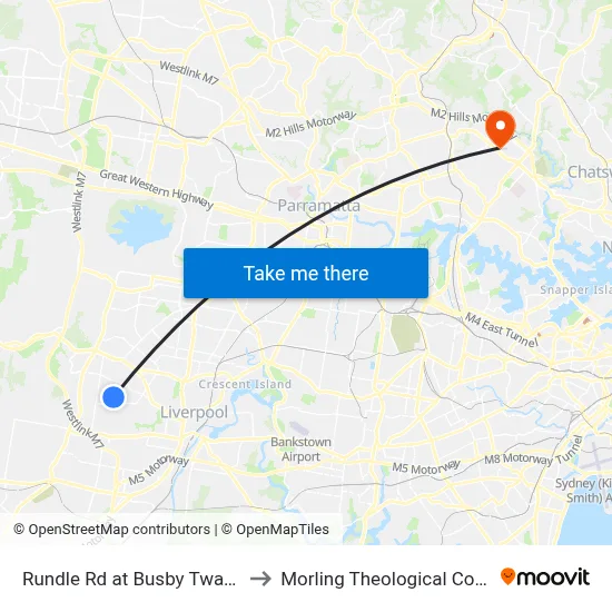 Rundle Rd at Busby Tway Stn to Morling Theological College map