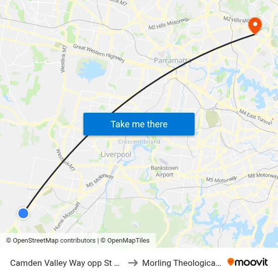 Camden Valley Way opp St Andrews Rd to Morling Theological College map