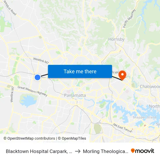 Blacktown Hospital Carpark, Marcel Cres to Morling Theological College map