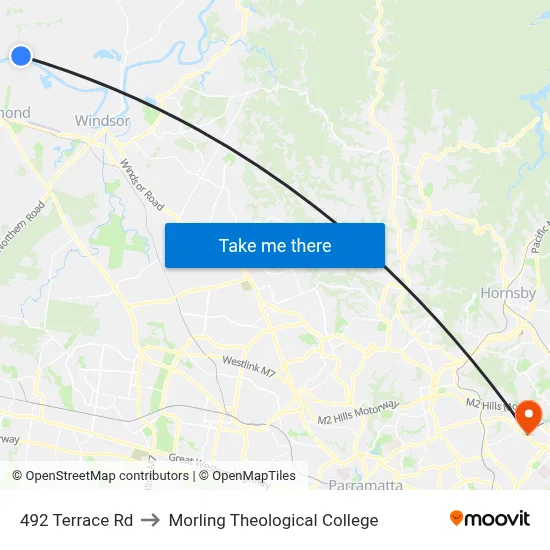 492 Terrace Rd to Morling Theological College map