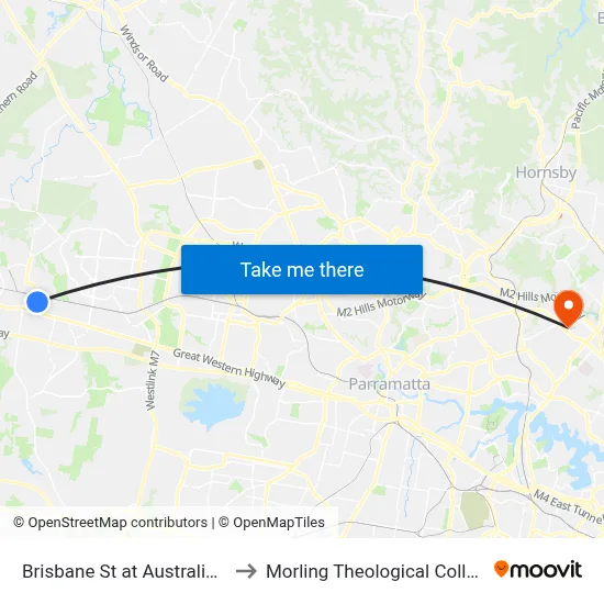Brisbane St at Australia St to Morling Theological College map