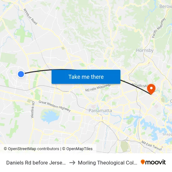 Daniels Rd before Jersey Rd to Morling Theological College map