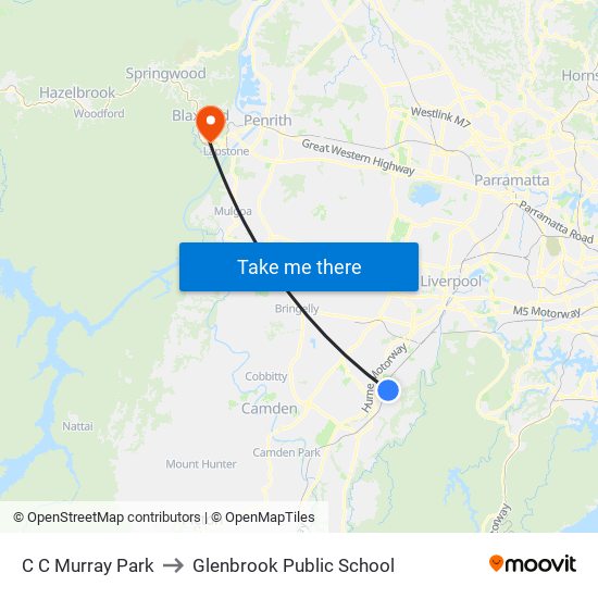 C C Murray Park to Glenbrook Public School map
