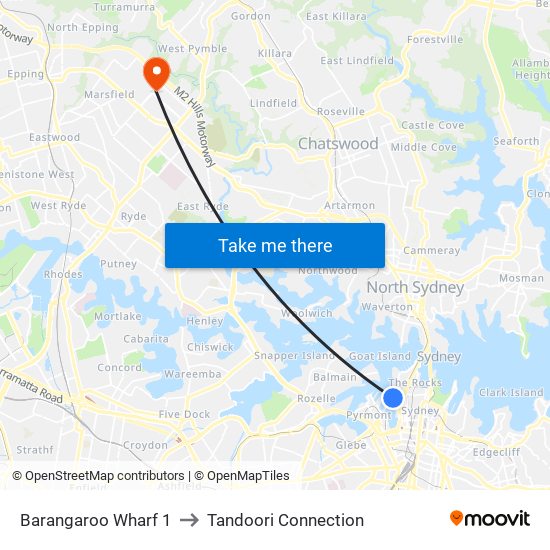 Barangaroo Wharf 1 to Tandoori Connection map