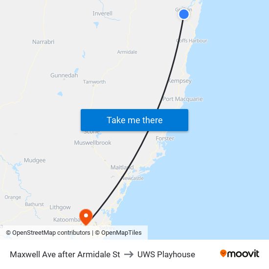 Maxwell Ave after Armidale St to UWS Playhouse map
