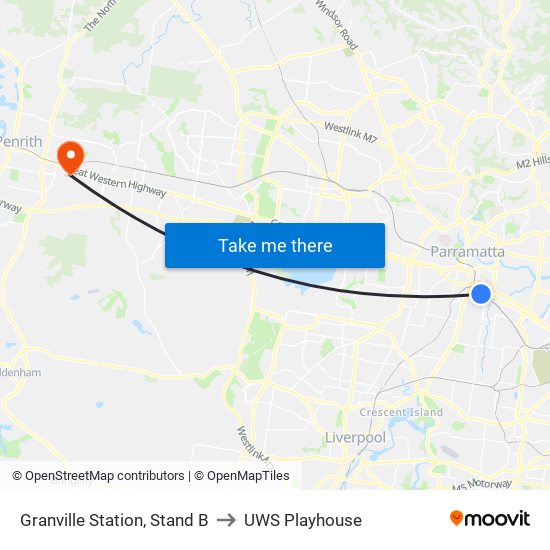 Granville Station, Stand B to UWS Playhouse map