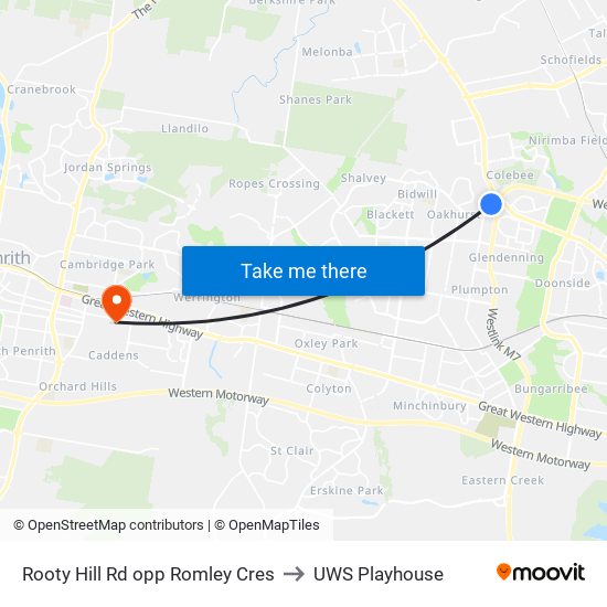 Rooty Hill Rd opp Romley Cres to UWS Playhouse map