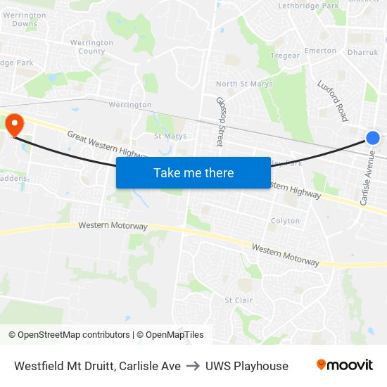 Westfield Mt Druitt, Carlisle Ave to UWS Playhouse map