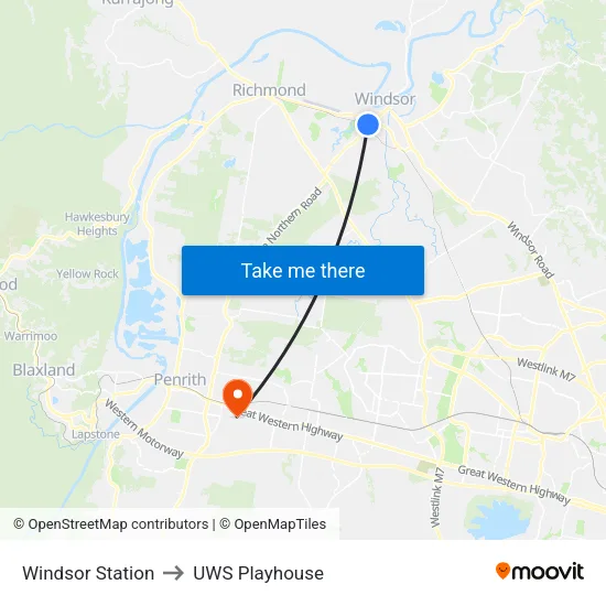 Windsor Station to UWS Playhouse map