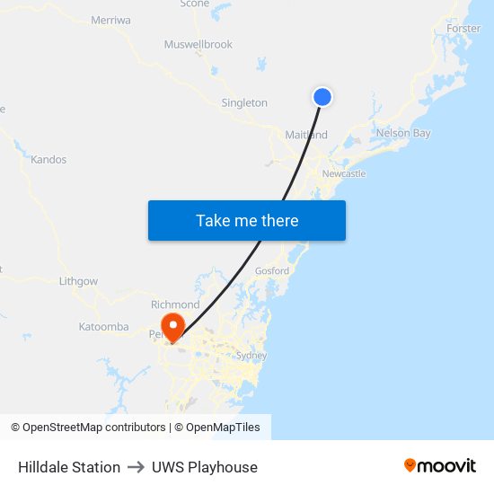 Hilldale Station to UWS Playhouse map