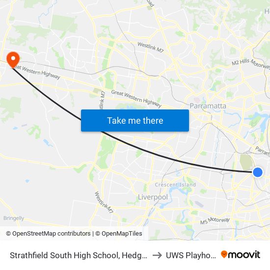 Strathfield South High School, Hedges Ave to UWS Playhouse map