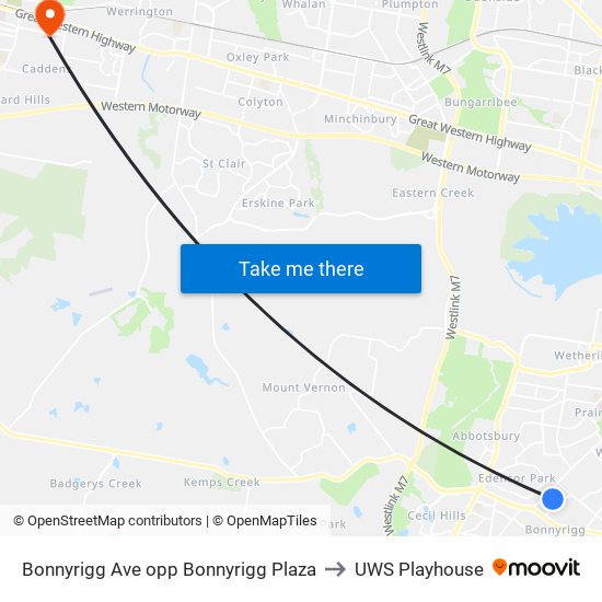 Bonnyrigg Ave opp Bonnyrigg Plaza to UWS Playhouse map