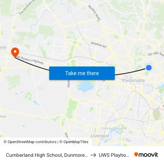 Cumberland High School, Dunmore Ave to UWS Playhouse map