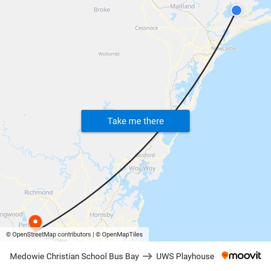 Medowie Christian School Bus Bay to UWS Playhouse map