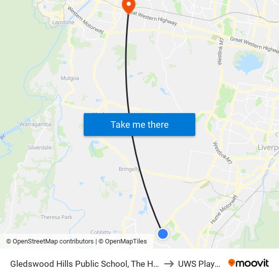 Gledswood Hills Public School, The Hermitage Way to UWS Playhouse map