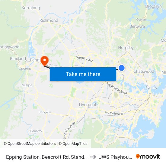 Epping Station, Beecroft Rd, Stand D to UWS Playhouse map