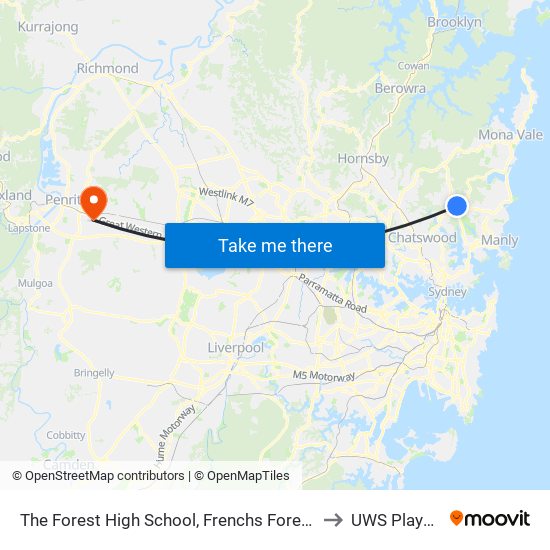 The Forest High School, Frenchs Forest Rd, Stand D to UWS Playhouse map