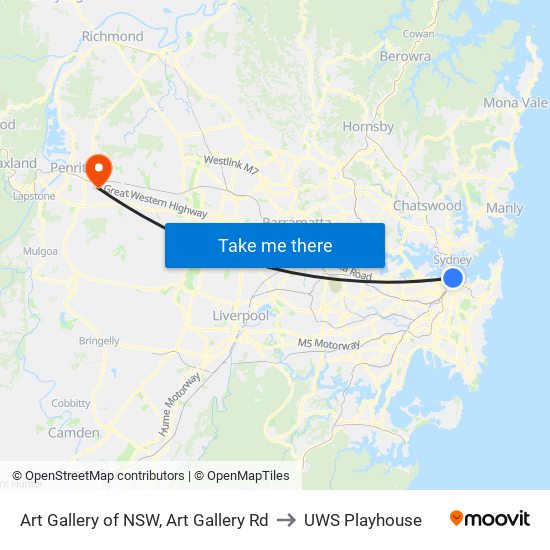 Art Gallery of NSW, Art Gallery Rd to UWS Playhouse map